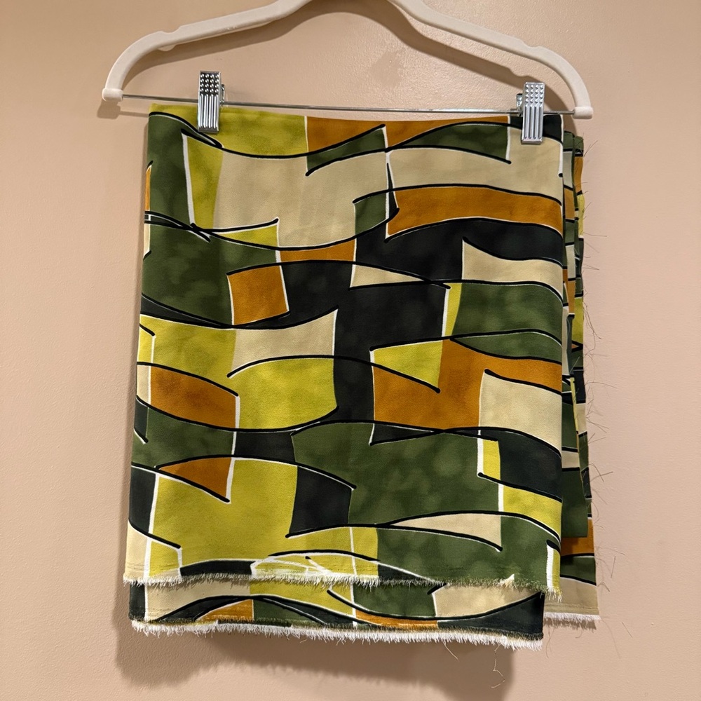 MCM Geometric Abstract Print fabric in Olive, Mustard, Black